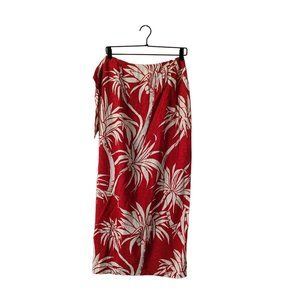 Jams World Womens Vintage Tropical Wrap Maxi Skirt Hawaiian Size Large Red